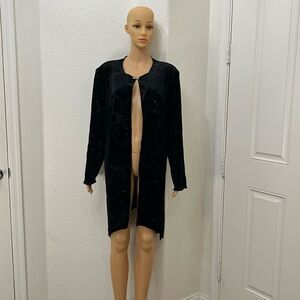 R&M Richard’s Woman Sz16 Formal Jacket Diamond Accent Floral Metallic Long Sleev